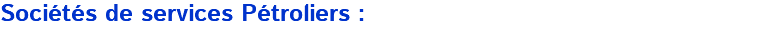 Sociétés de services Pétroliers :